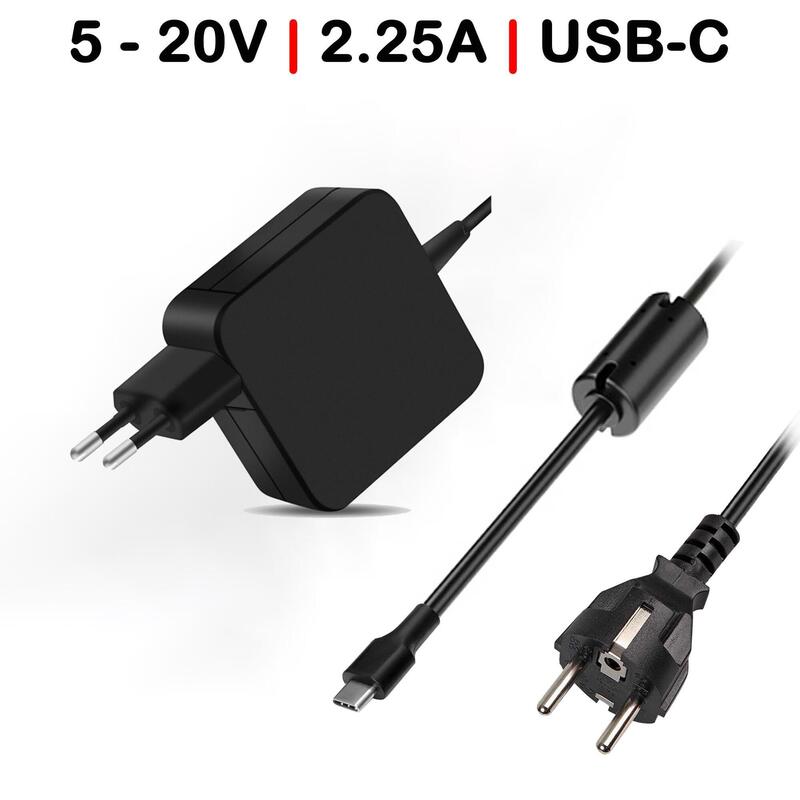 Cargador Multivoltaje Usb C Para Portátil 5v 20v 2.25a 45w Negro