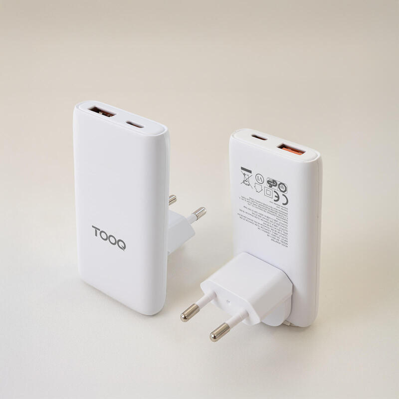 Cargador Pared Gan Usb-C/Pd+Usb-A/Qc 65w, Blanco