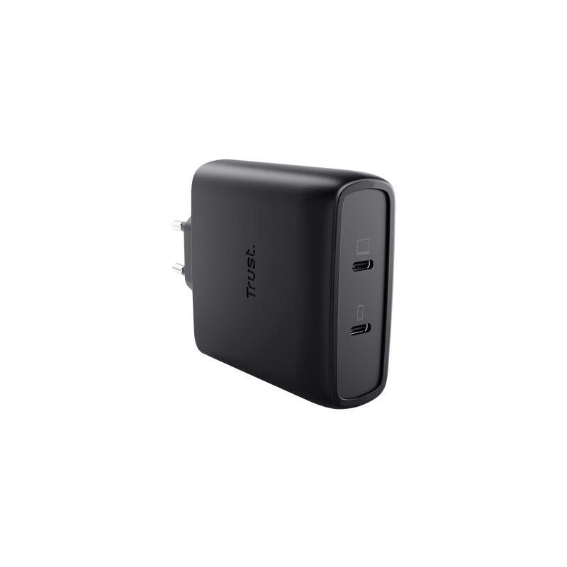 Cargador Pared/Viaje 2xusb-C 100w Maxo Negro Trust Cargador De Pared Gan 100w/ 2xusb Tipo-C/Incluye Cable Usb Tipo-C/ 100w.