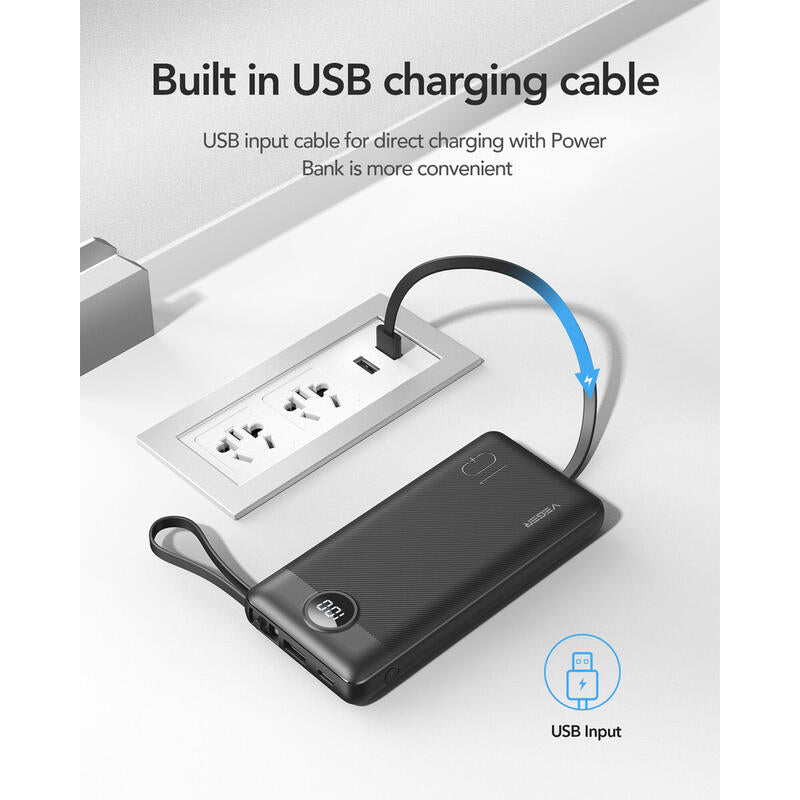 Cargador Powerbank Veger C10 10000mah Vg-W1116 With Cables Built In