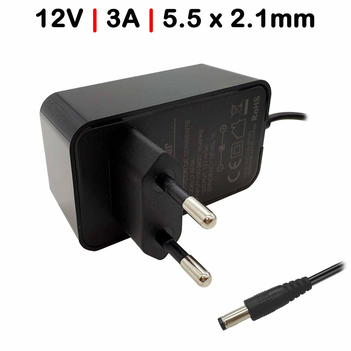Cargador Para Tiras Leds Routers Cámaras De Seguridad 12V 3A 5.5X2.1Mm