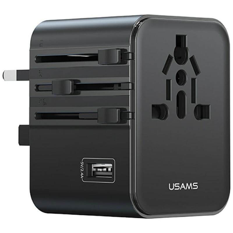 Cargador Travel Adapter 17w Cc308 Usb-C + Usb-A 4w1 Us/Au/Eu/Uk Negra
