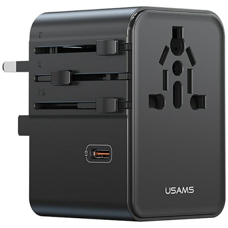 Cargador Travel Adapter 70w Us/Au/Eu/Uk 3xusb-C 4w1 Negro
