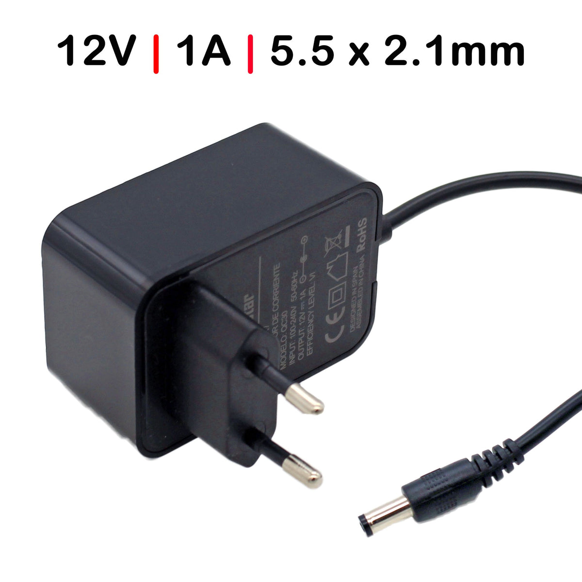 Cargador Universal Para Dispositivos De 12V 1A 5.5X2.1Mm