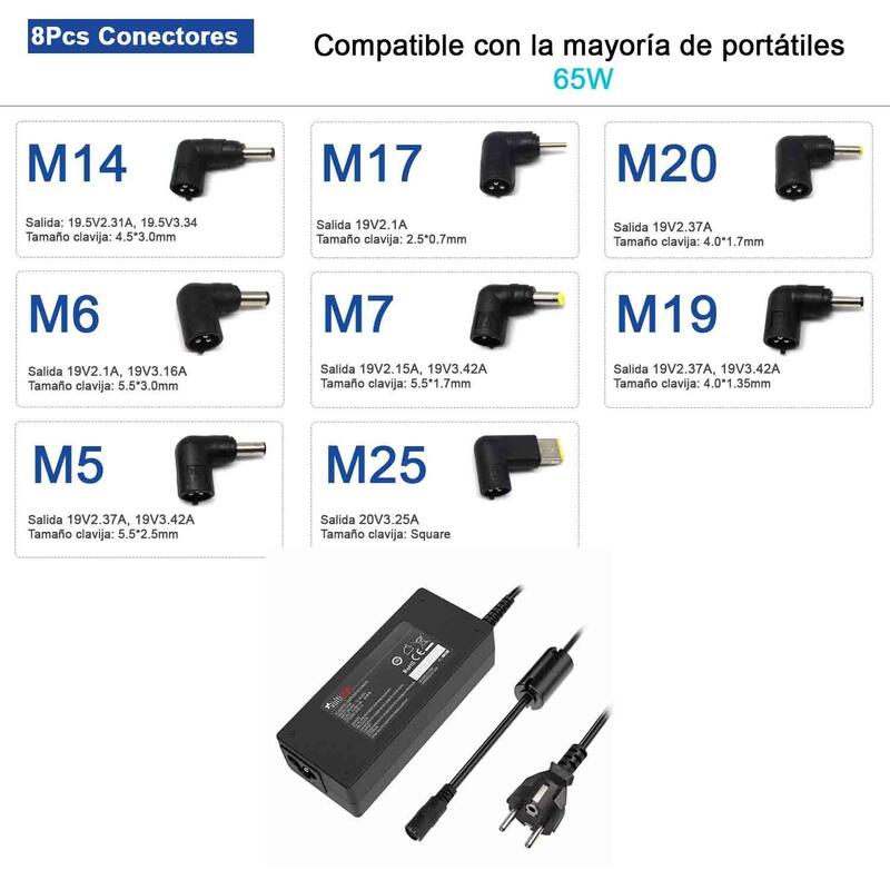 Cargador Universal Ultra Portable 65w 8tips