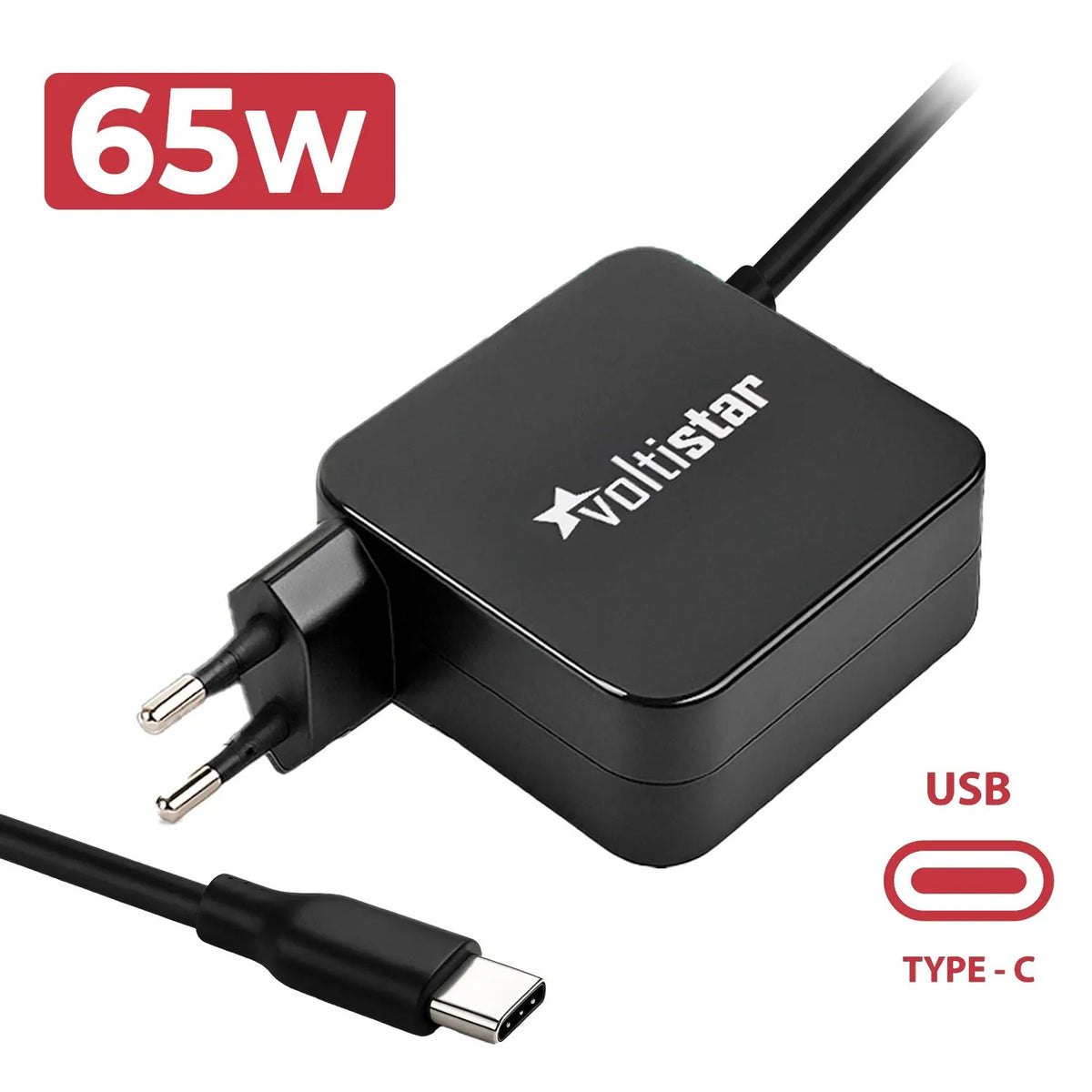 Cargador 65W Tipo C Multivoltaje 5V - 20.3V 3A Negro