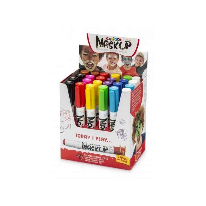 Carioca Mask Up Expositor De 24 - Colores Brillantes Y Lavables - Testados Dermatologicamente - Colores Mezclables -