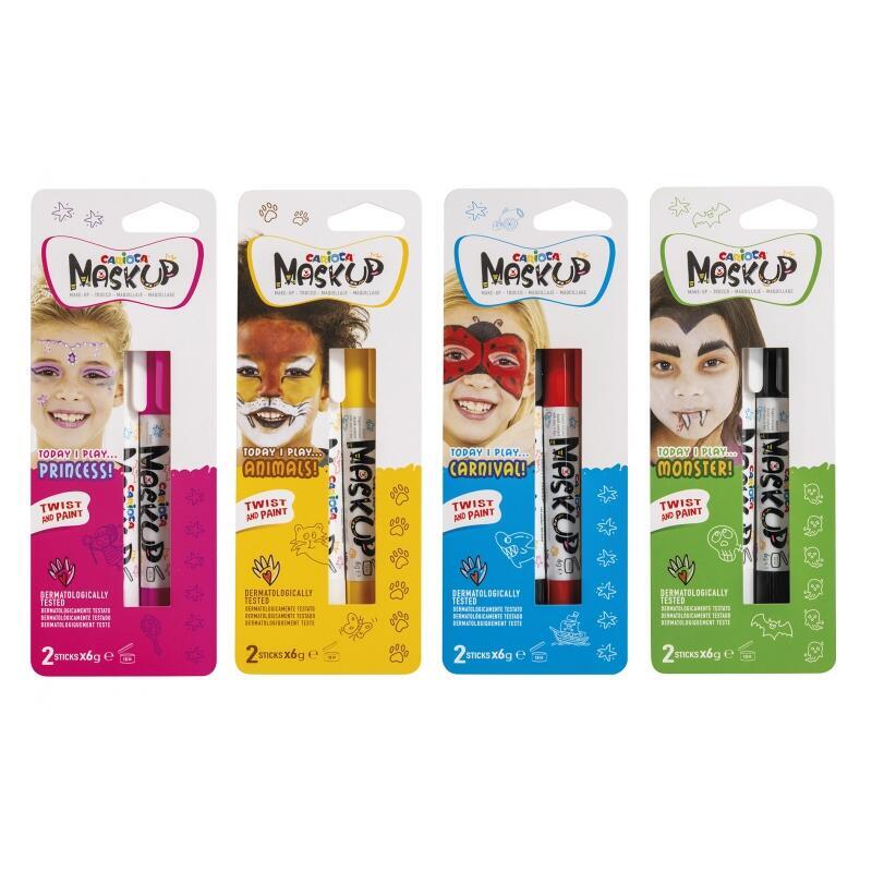 Carioca Mask Up Surt Pack De 12 Blisters De Colores Para La Piel En Barra - Colores Brillantes - Lavables - Base Agua -