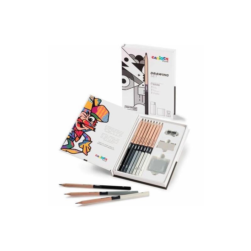 Carioca Plus Drawing Set De Dibujo Con 8 Lápices De Grafito Surtidos + Accesorios