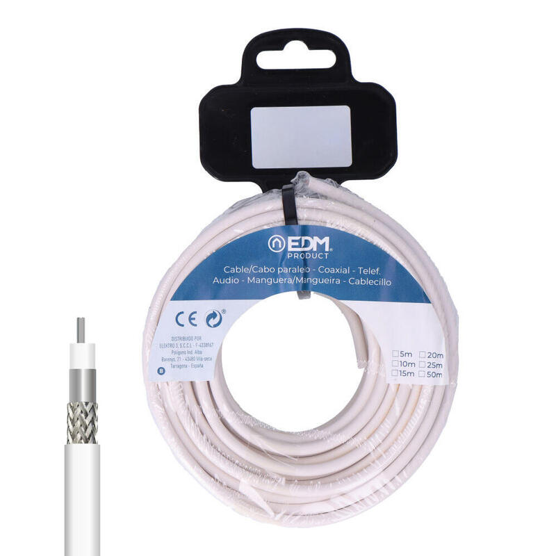 Carrete Cable Coaxial Apantallado Aluminio 20m Edm