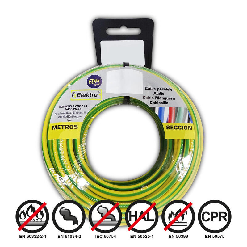 Carrete Cablecillo Flexible 1,5mm Bicolor Libre De Halógenos 25m