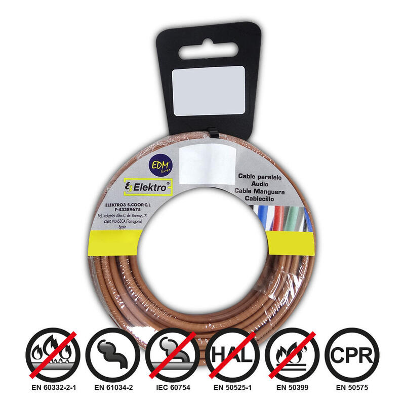 Carrete Cablecillo Flexible 1,5mm Marron 25mts Libre De Halógenos