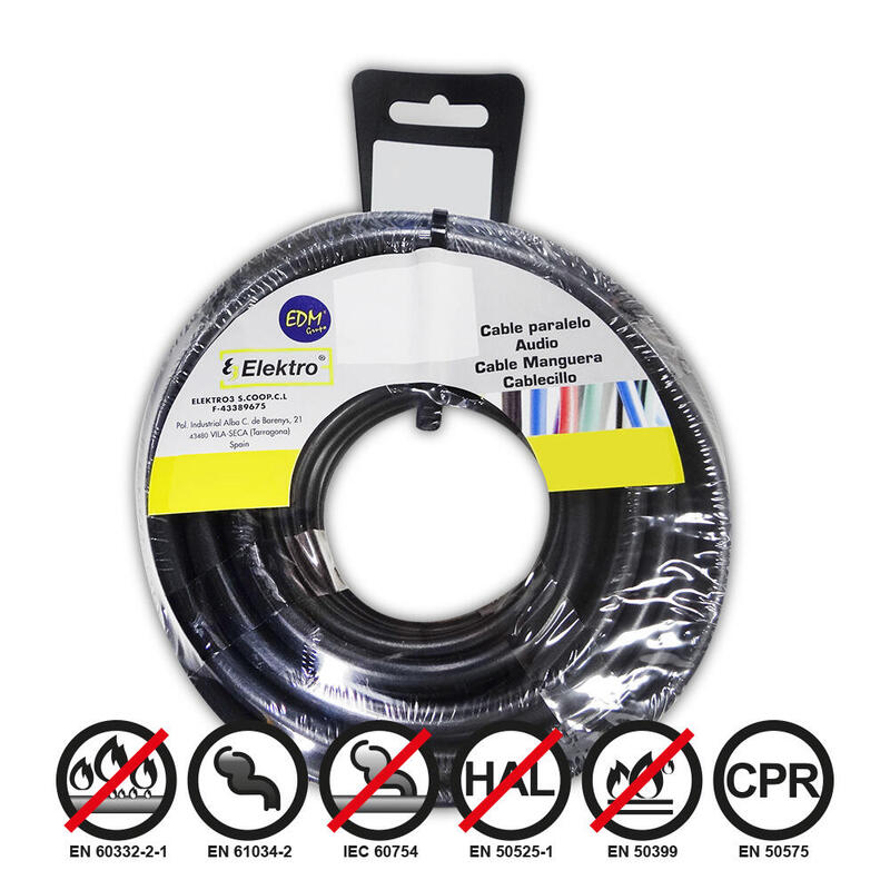 Carrete Cablecillo Flexible 1,5mm Negro Libre De Halógenos 50m