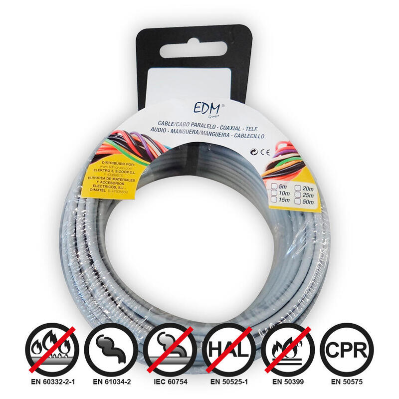 Carrete Cablecillo Flexible 2,5mm Gris Libre De Halógenos 20m