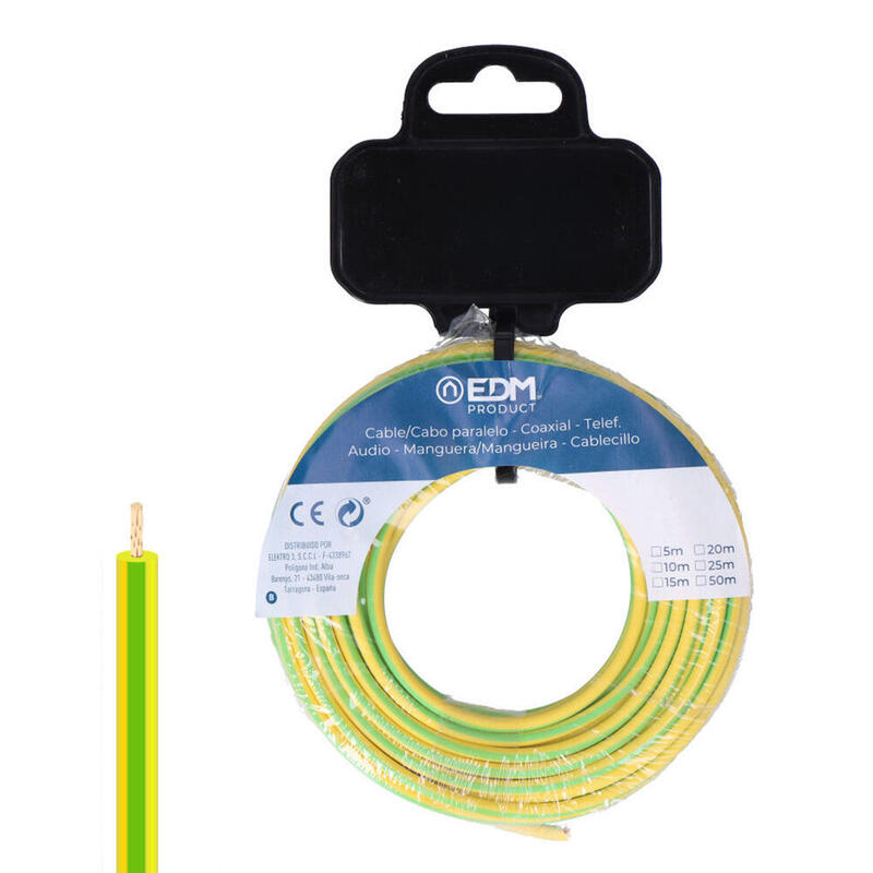 Carrete Cablecillo H07z1-K 6,00 Mm² Bicolor, 20 M