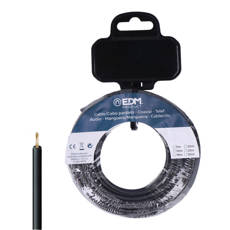 Carrete Cablecillo H07z1-K 6,00 Mm² Negro, 20 M