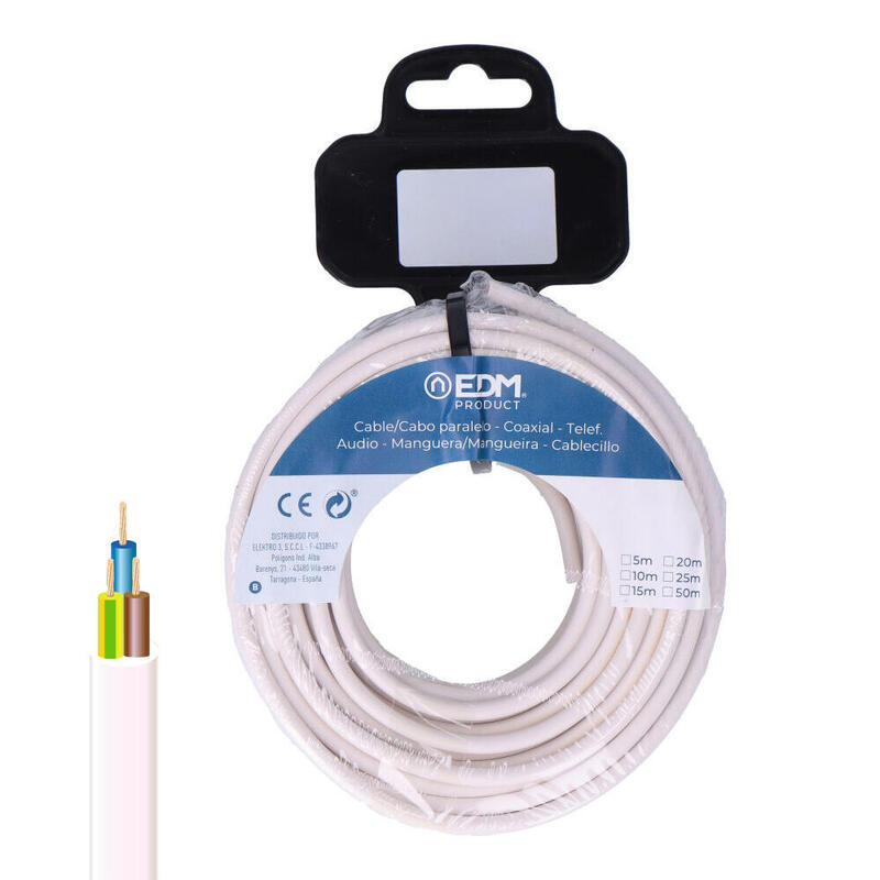 Carrete Manguera Tubular 3x2,5mm Blanca 5m