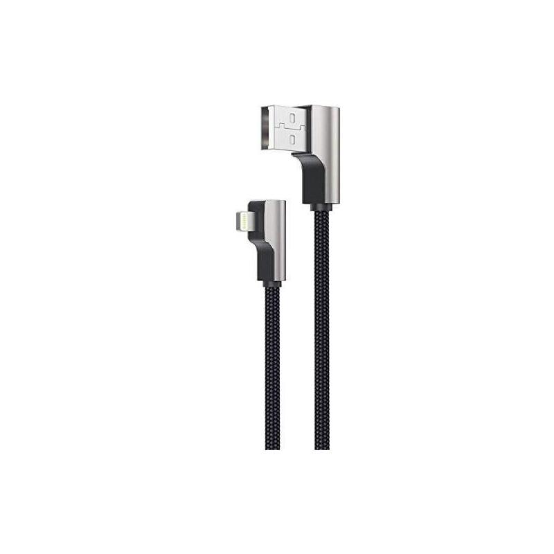 Cb-Al01 Oem Cable 90° Lightning - Usb-A 2m Mfi Apple Acodado Conectores 90 Stopni De Nylon Malla Trenzada Negro