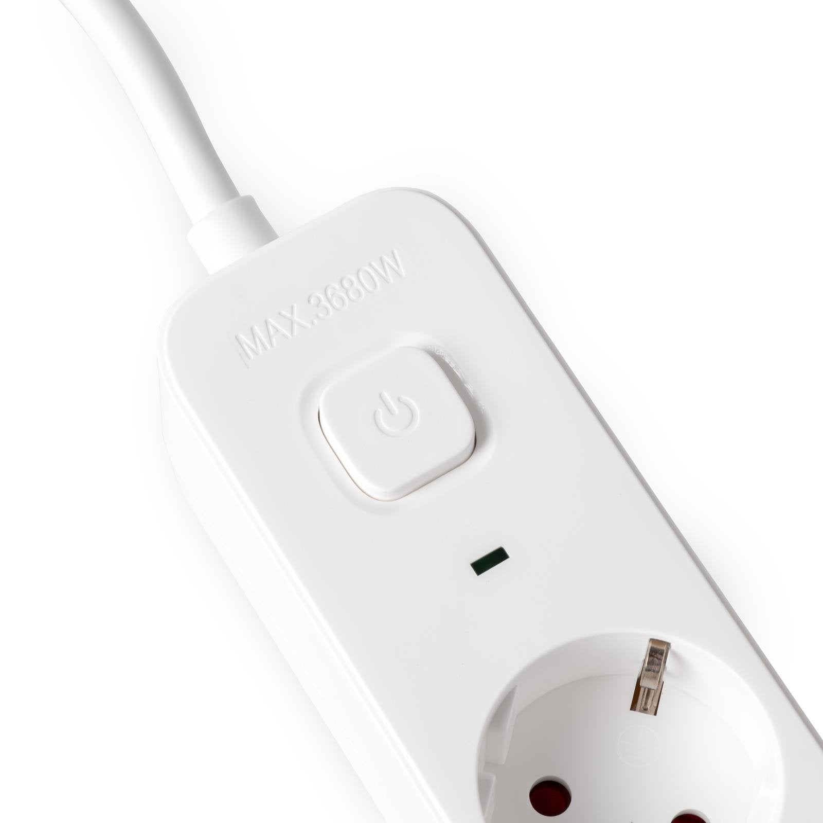 Entac Meckdosenleime 4fach 1x Usb-A & 1 Usb-C, 1,5m Blanco