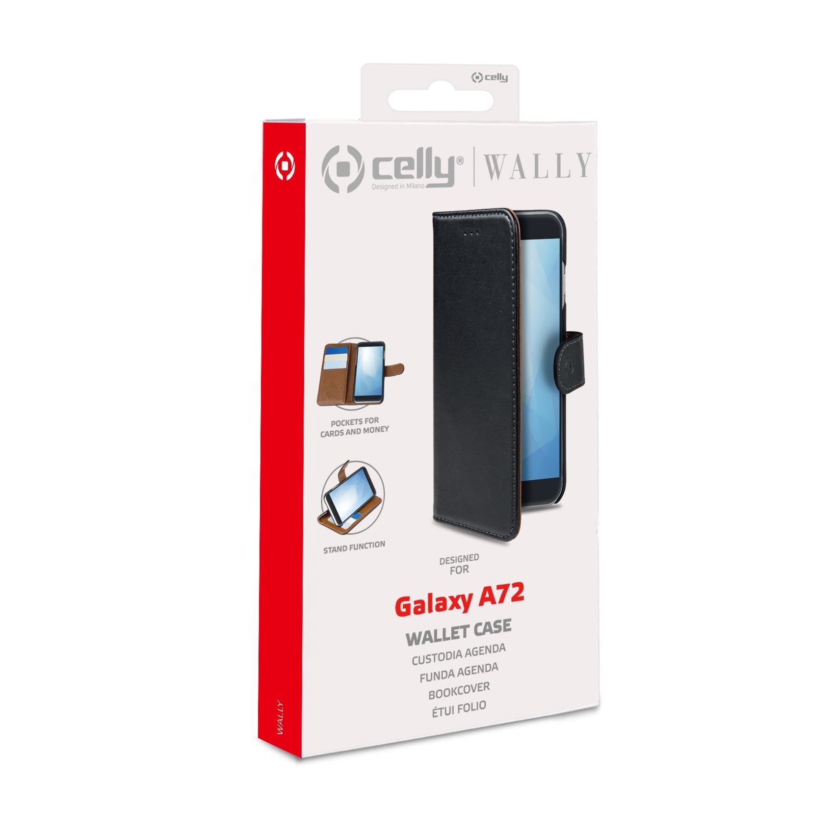Case Celly Samsung A72 Wallet Case Black Wally949