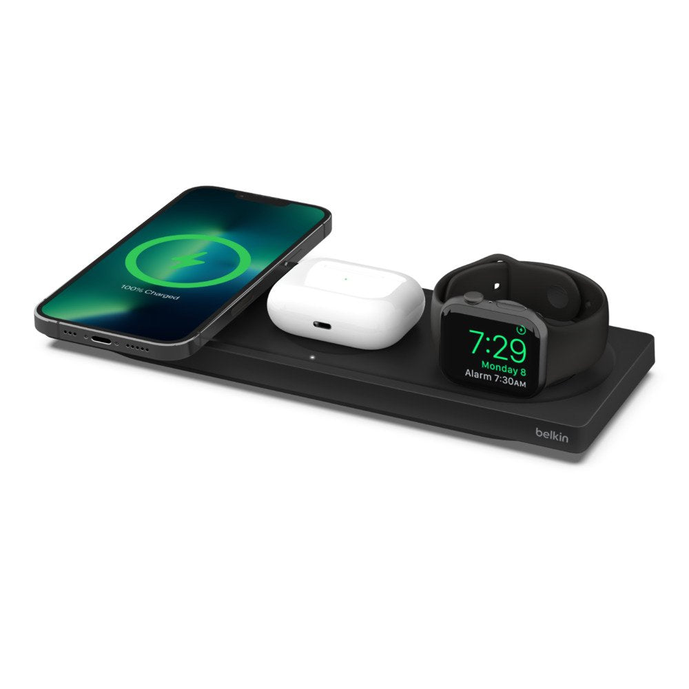 Base De Carga Inalambrica Belkin Wiz016vfbk Magsafe 3 En 1 Apple Iphone Airpods Watch Negro