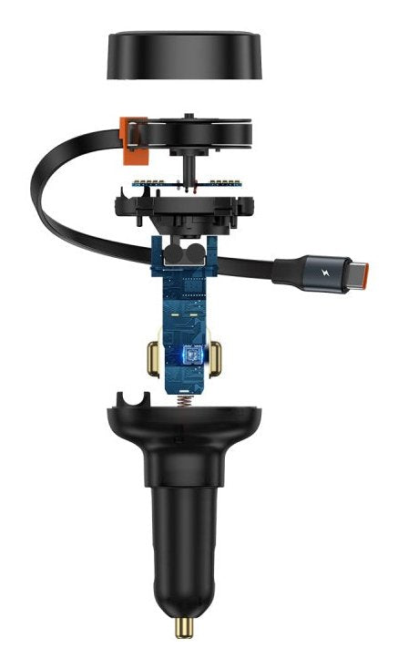 Baseus Enjoyment Pro Car Charger U+Retractable Type-C Cable 60w Cluster Black