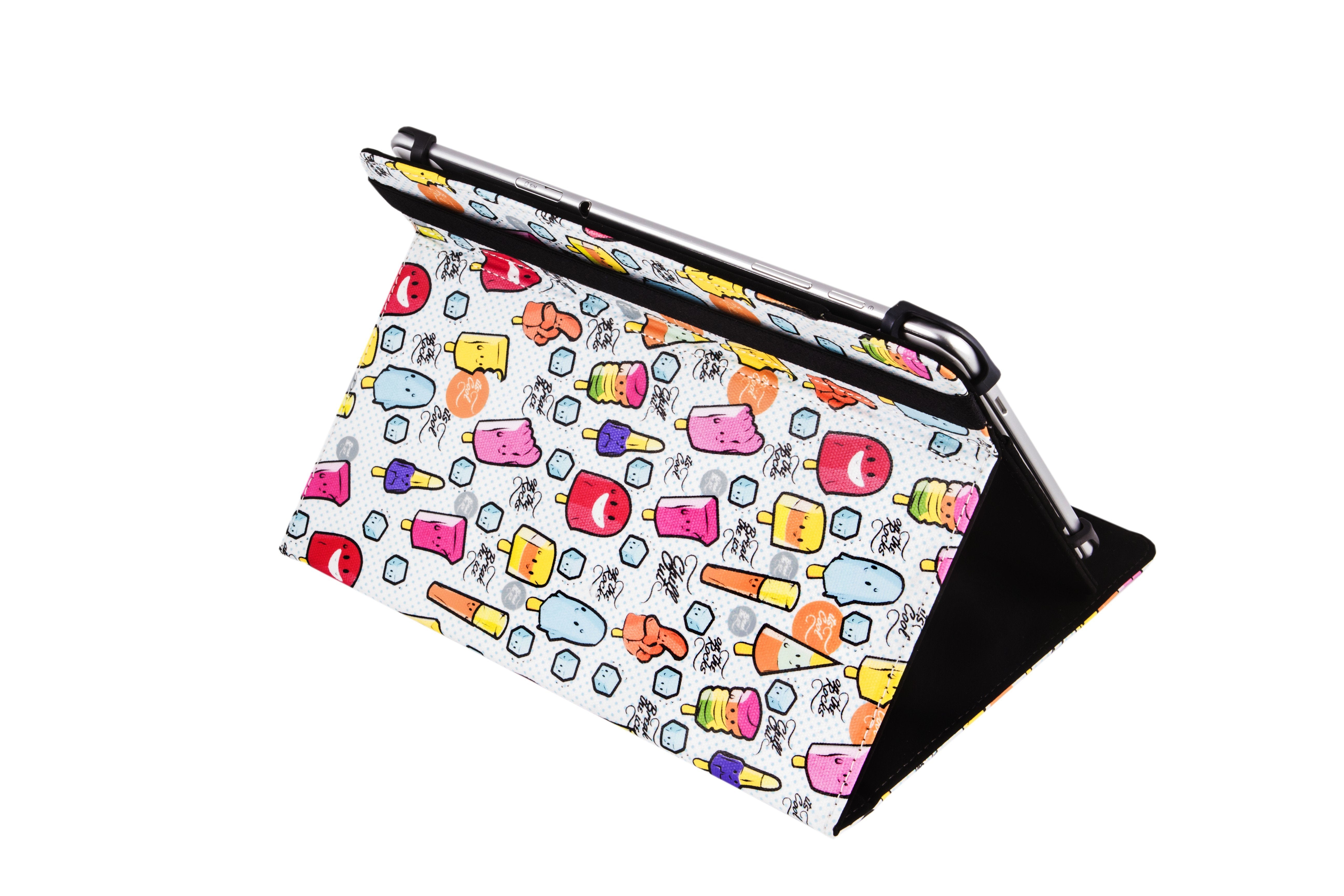 Funda Universal Silver Ht Para Tablet 9-10.1"Cool Ice Pop Blanco Puntos Azules
