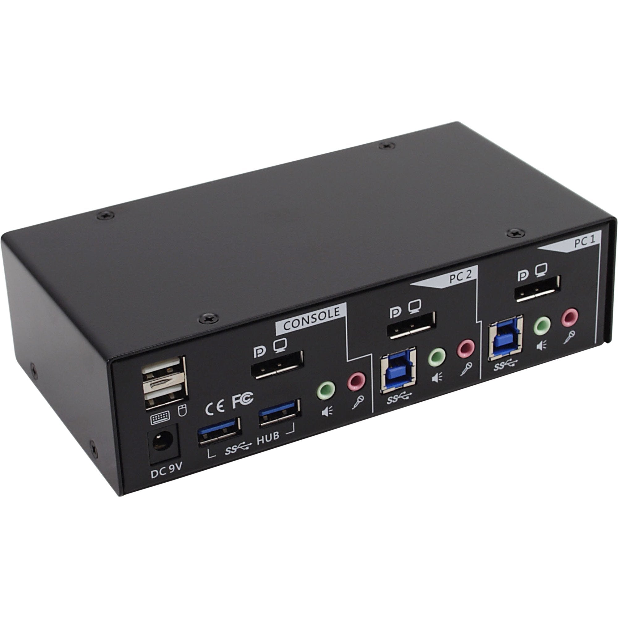 Switch Kvm Inline Hub Usb 3.0 Displayport De 2 Puertos Con Audio