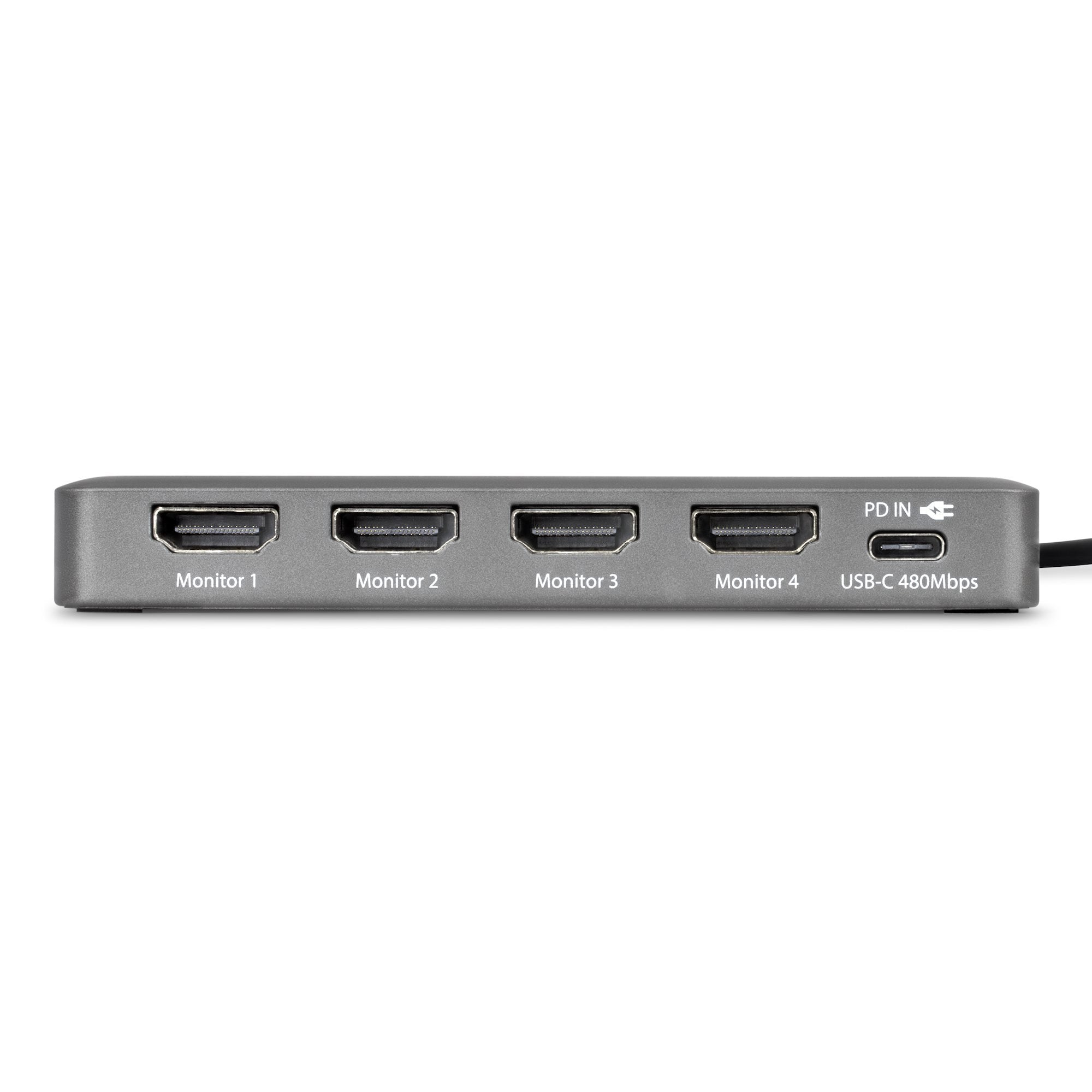 Startech.Com Quad-Usb-Hdmi-Adapt Base Para Portátil Y Replicador De Puertos Alámbrico Usb 3.2 Gen 1 (3.1 Gen 1) Type-C Gris
