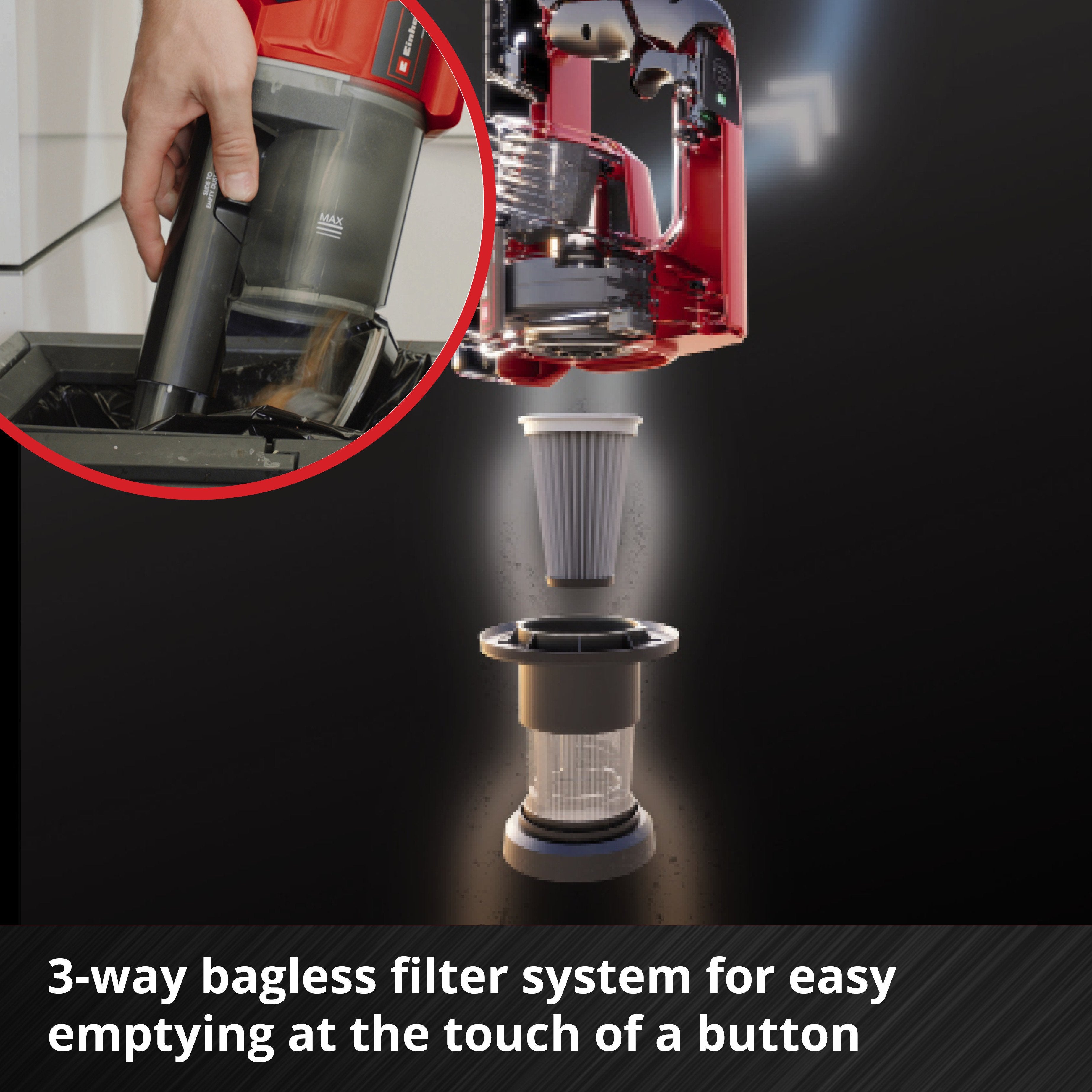 EAN 4006825659061 - Einhell TE-SV 18 Li-Solo Aspiradora escoba 2 en 1 Batería Secar Sin bolsa Negro, Rojo imagen 17