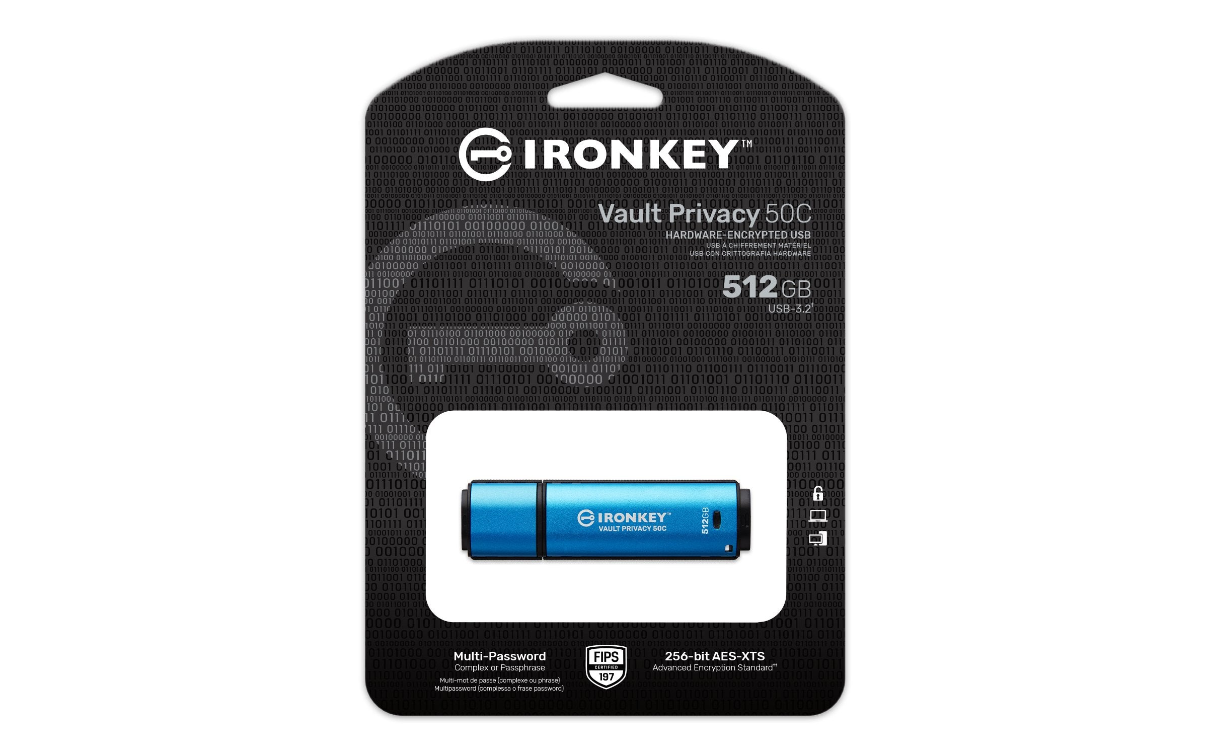 EAN 0740617338867 - Kingston Technology IronKey Vault Privacy 50 unidad flash USB USB Tipo C 3.2 Gen 1 (3.1 Gen 1) Negro, Azu imagen 3