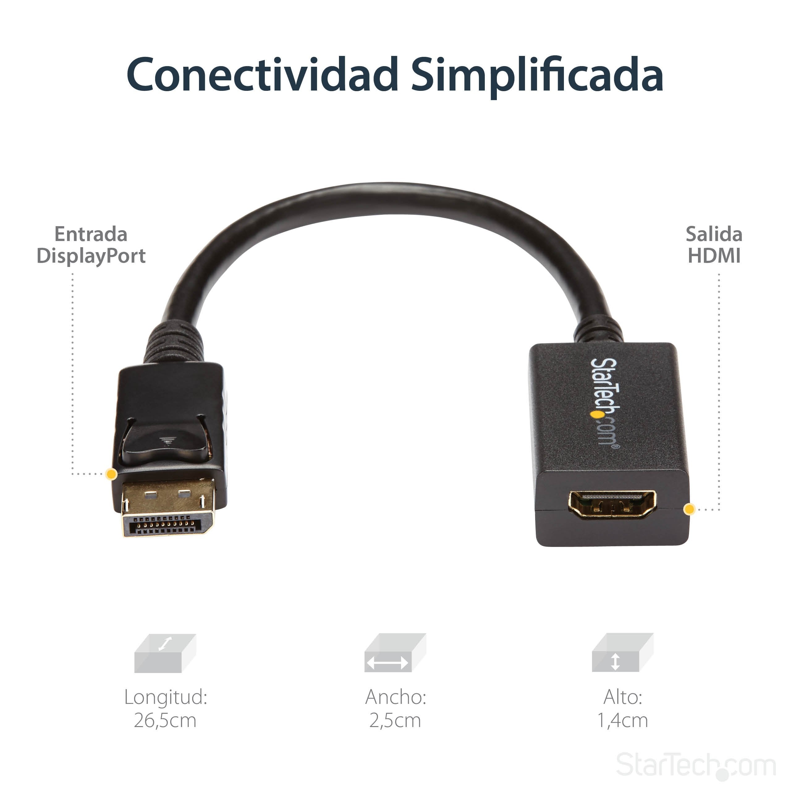 EAN 0065030836876 - StarTech.com DP2HDMI2 adaptador de cable de vídeo 0,21 m Negro imagen 11