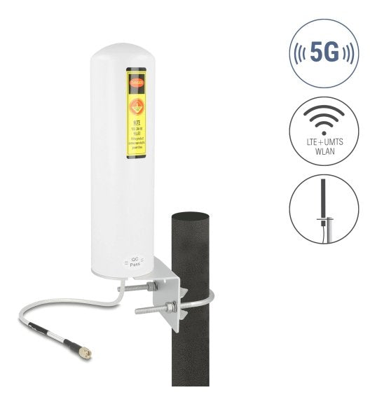 Delock 5g Lte Antenne Sma Stecker 3 - 5 Dbi Starr Omnidirektional Wand- Und Mastmontage Outdoor Weiss