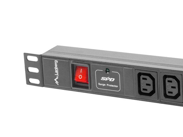 Regleta Rack Lanberg 19 "Pdu Pdu-08i-0200-C20-Bk (1u, 16a, 8x Iec C13, 2m, C20 Enchufe)