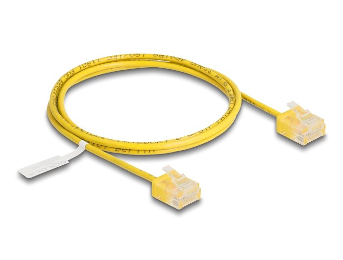 Delock Rj45 Cable De Red Cat.6 Utp Ultra Slim 1 M Amarillo Con Kurzen Machon