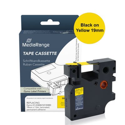 Mediarange Schriftbandka. Komp. Dymo 19mmx7m Negro Amarillo