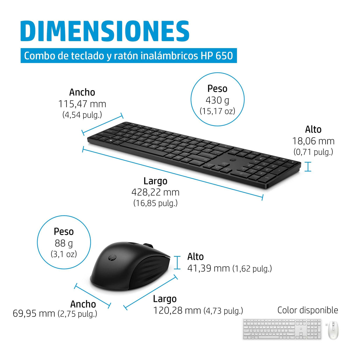 EAN 0196188141229 - HP 650 Wireless Keyboard and Mouse Combo Black teclado Ratón incluido Hogar RF inalámbrico Negro imagen 3