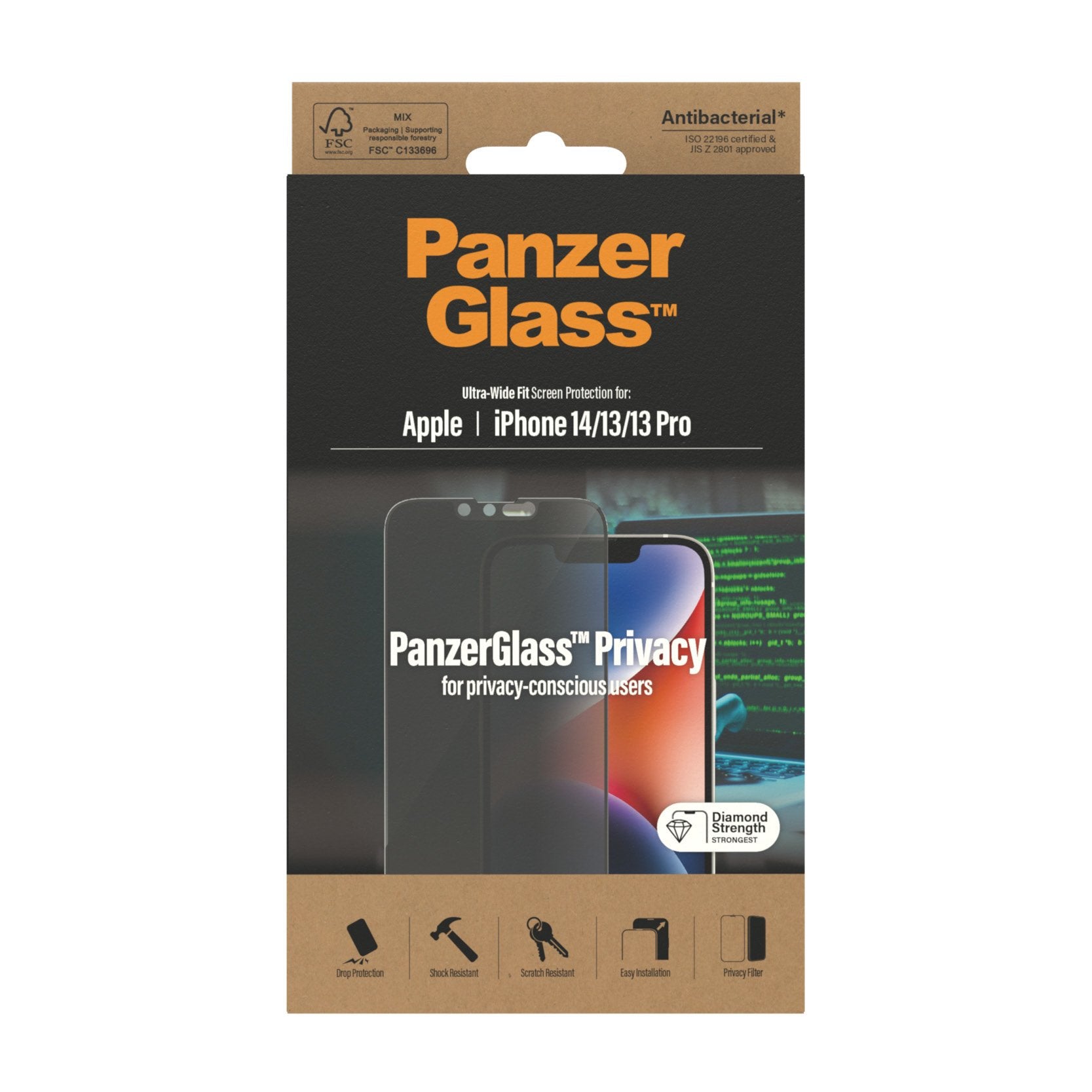 Protector De Pantalla Apple - Iphone 14, Apple - Iphone 13, Apple - Iphone 13 Pro  Panzerglass Ultra-Wide Fit Privacy Appl