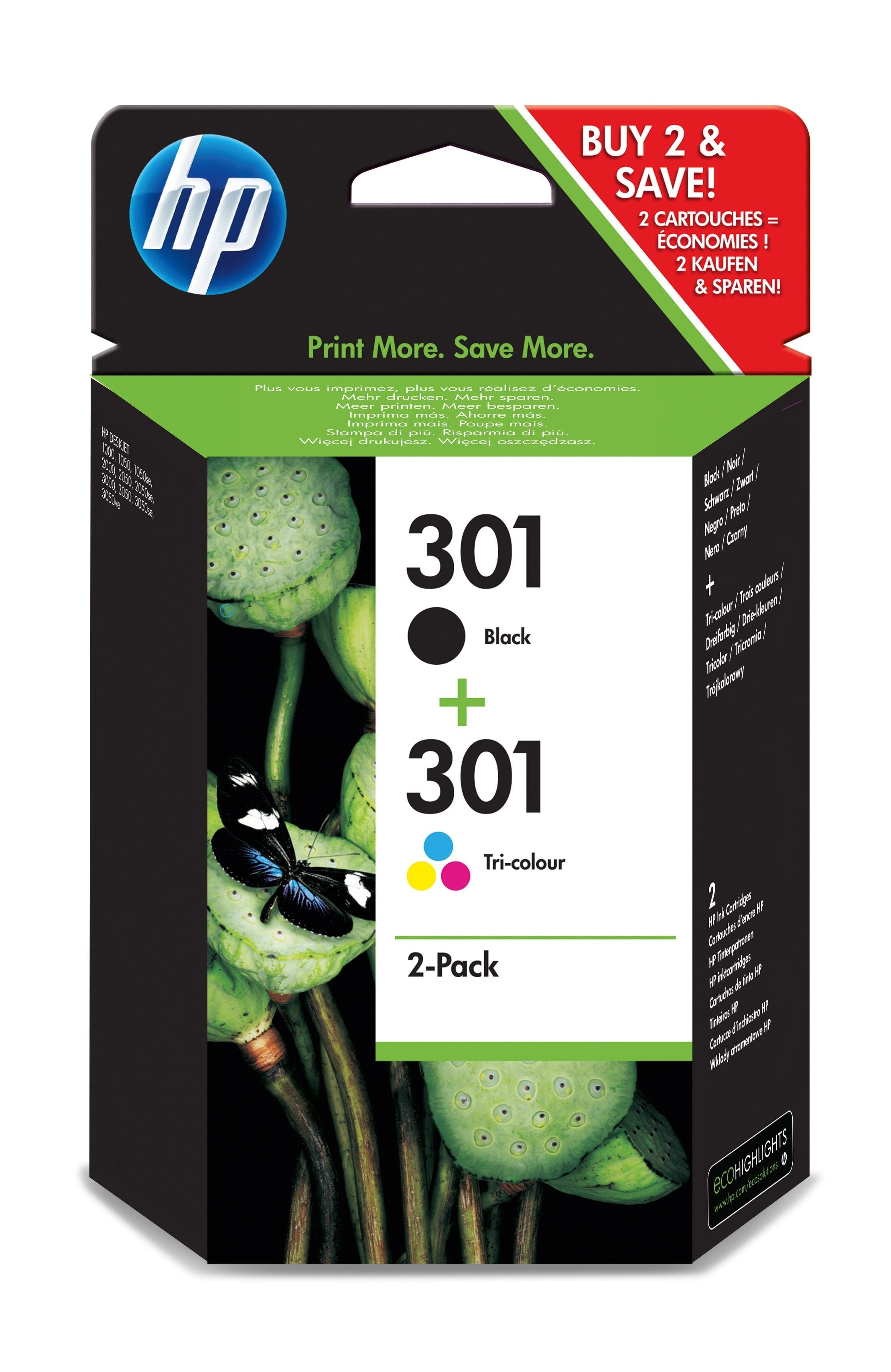 Tinta Original Hp 301 Multipack Negro Tricolor N9j72ae