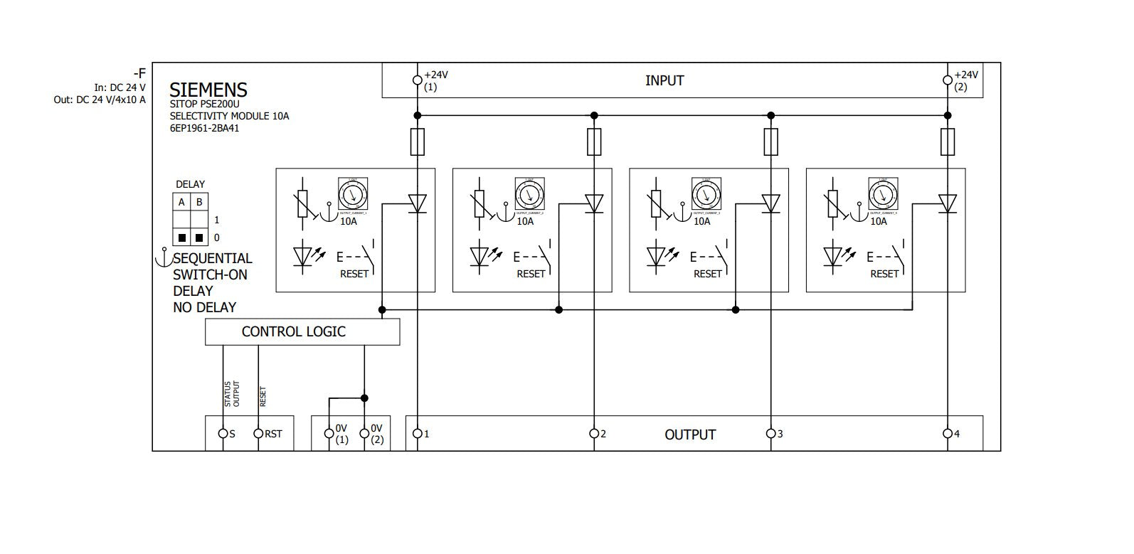 Siemens 6ep19612ba41 Sitop Pse200u 10a Selektivittsmodul 4-Kanalig Eing. 24vdc