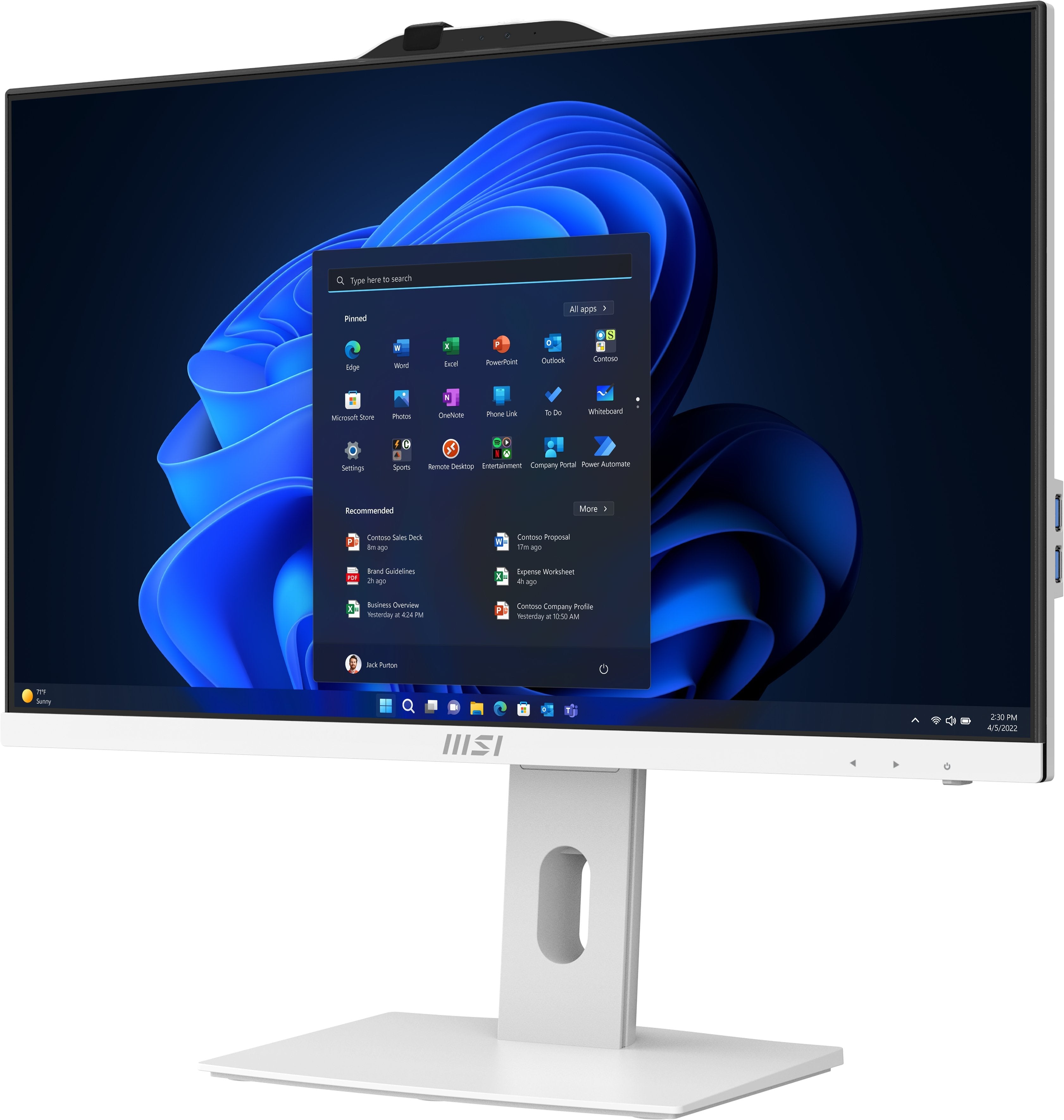 Monoblock Pc Msi Pro Ap241p 14m Business All In One Cpu Core I5 I5-14400 2500 Mhz Screen 23.8" Ram 16gb Ddr5 5600 Mhz Ssd 512gb Graphics Card Intel Uhd Graphics Integrated Windows 11 Pro Colour White Proap242p14m-691eu