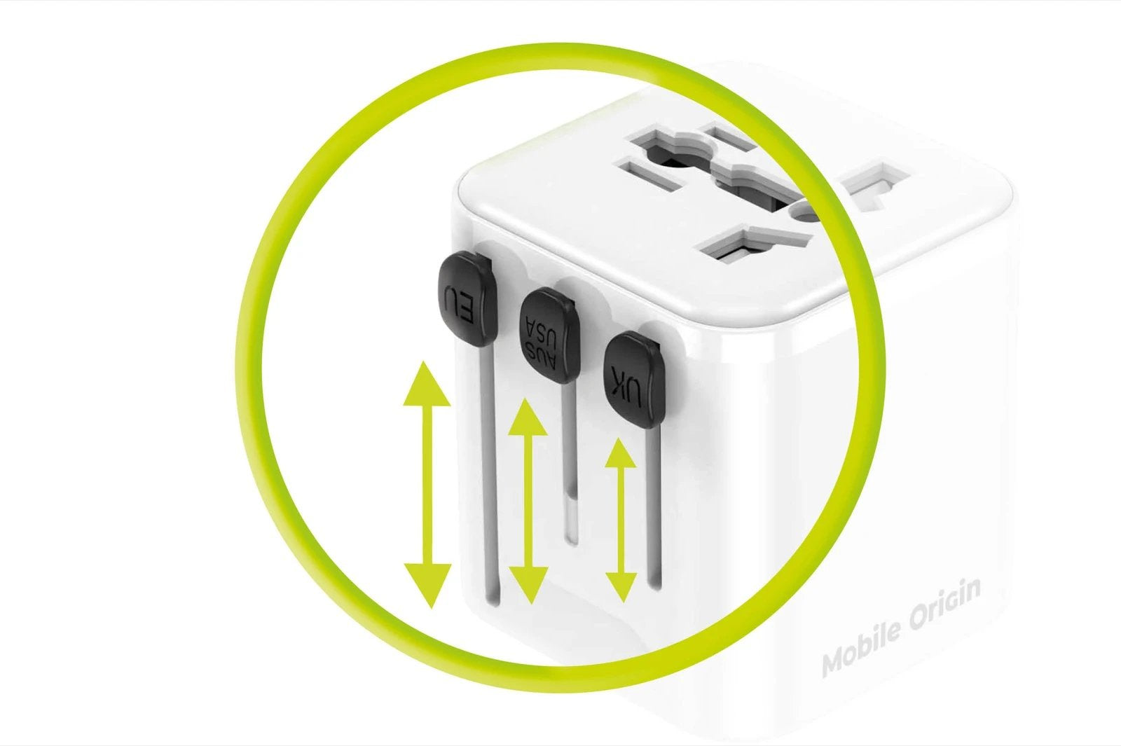 Mobile Origin Travel Adapter Pw30 Eu/Uk/Us/Aus, White