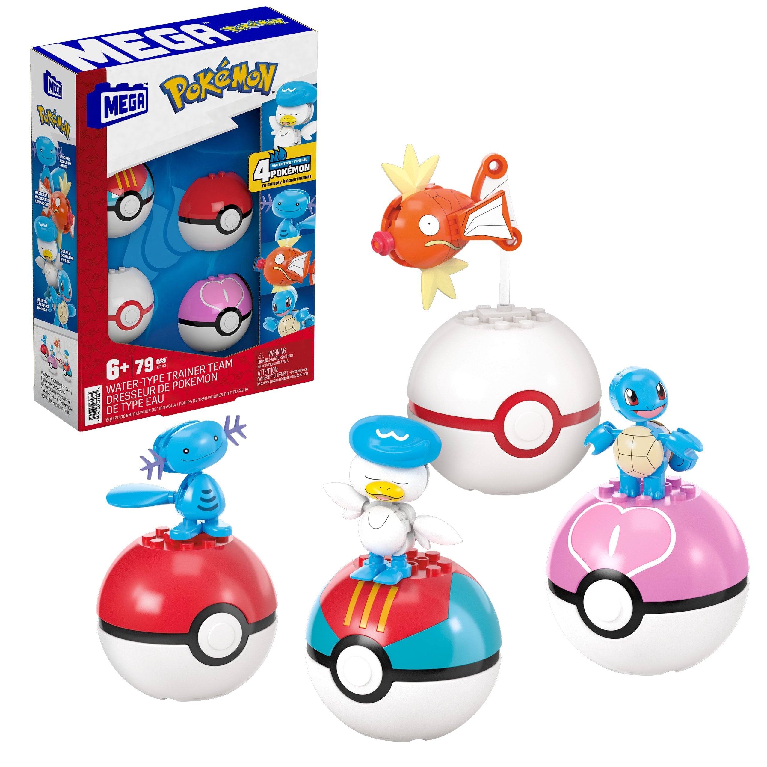 Mattel Mega Pokémon 4 Sets De Pokémon Tipo Agua, Juguetes De Diseño Jct42