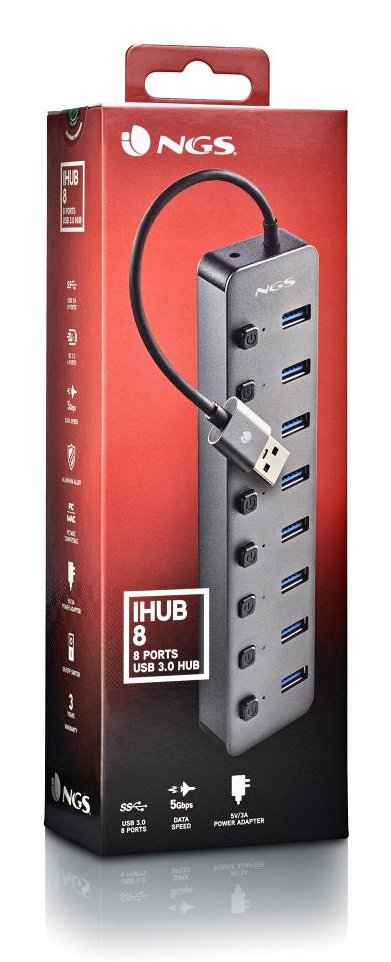 EAN 8435430624397 - NGS IHUB 8 USB 2.0 Type-A 5000 Mbit/s Negro imagen 5