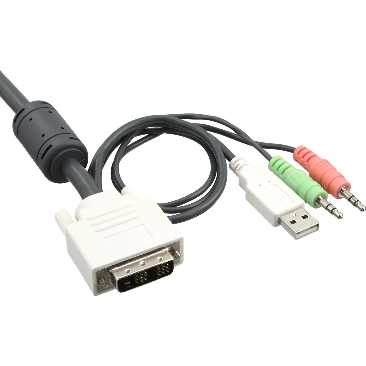 Switch Kvm Inline De 4 Puertos Dvi-D + Usb + Audio Incl. 2 Juegos De Cables