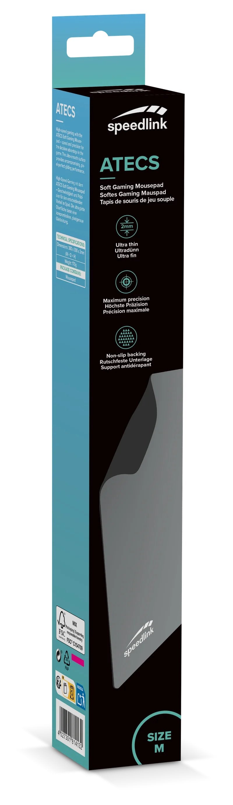 Speedlink Sl-620101-M-Gy Alfombrilla Para Ratón Alfombrilla De Ratón Para Juegos Gris