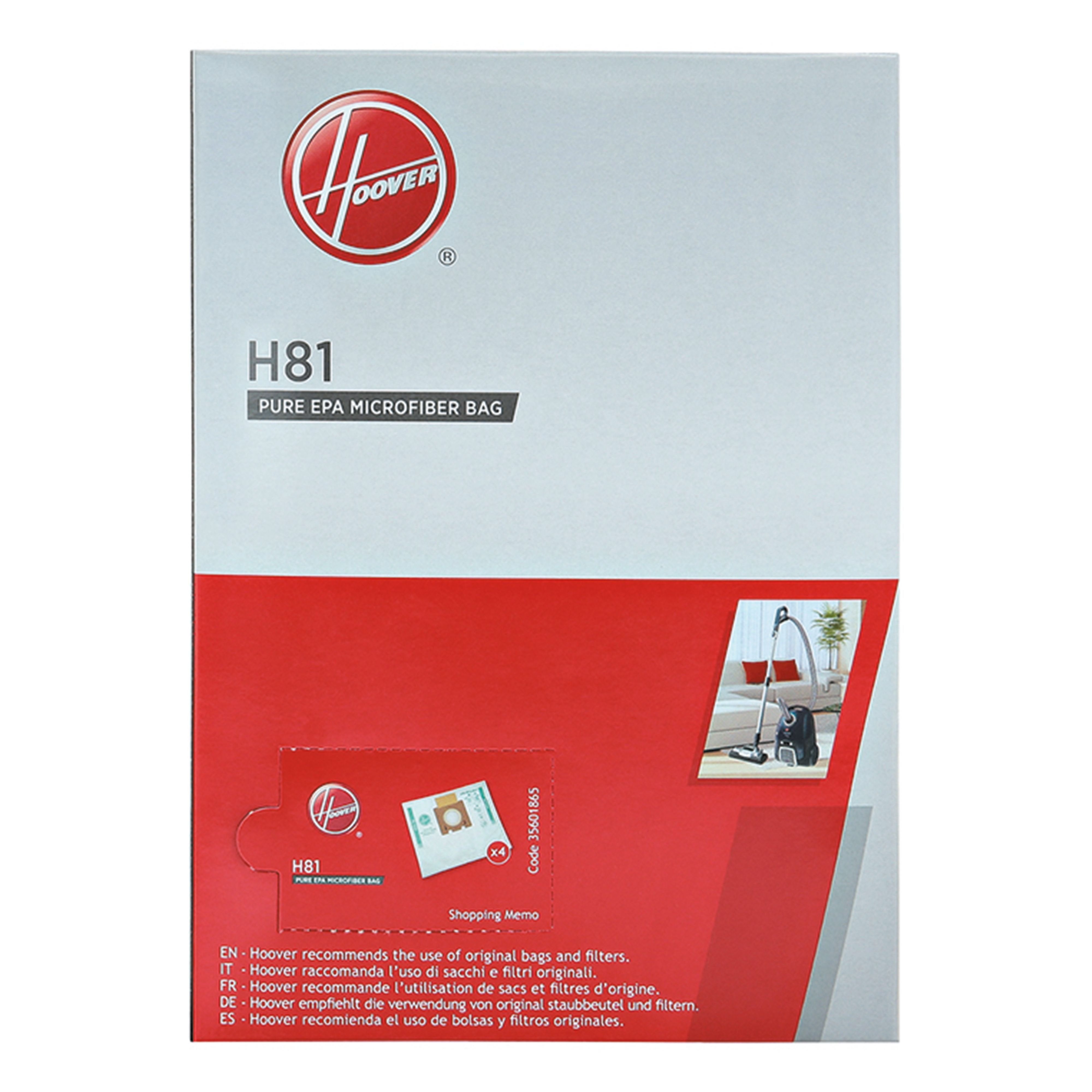 Bolsa Pure Hepa Hoover H81 Para Aspirador Telios Extra 4 Unidades