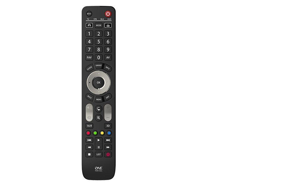 One For All Evolve 4 Mando A Distancia Ir Inalámbrico Cable, Dtt, Dvd/Blu-Ray, Consola De Juegos, Sistema De Cine En Casa, Iptv, Sat, Stb, Smartphone, Tnt, Tv, Receptor De Televisión Botones