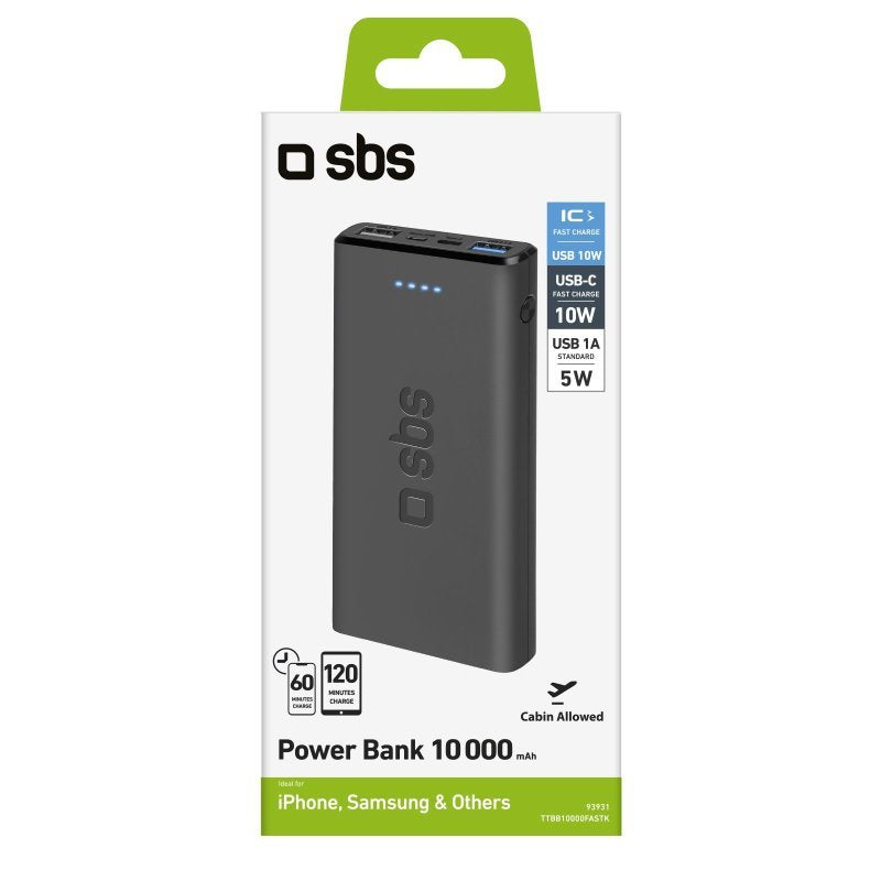 Sbs Powerbank 10.000 Mah 2 Usb 2.1a Negro