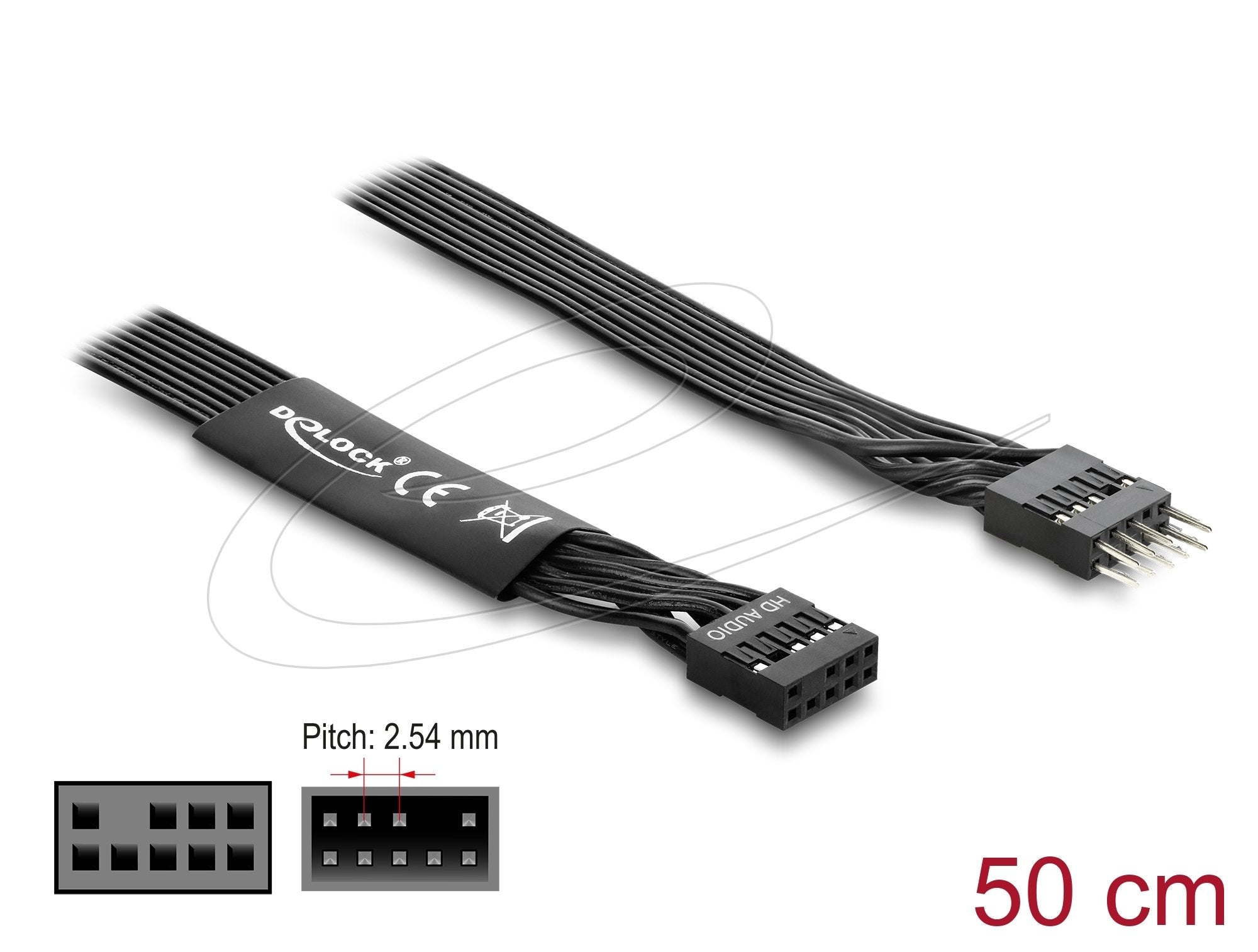 Delock Hd Audio Flachbandcable Mainboard Verlängerungscable 9 Pin Pfostenstecker Zu Pfostenbuchse 50 Cm Schwarz